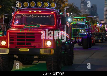 Custom Trucks in Christmas Parade, Pattaya, Chonburi, Thailand Stockfoto