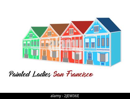 Illustration im Stil von flachem Design zum Thema San Francisco. Stock Vektor