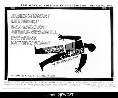 Vintage Film Poster für - Anatomy of a Murder - Otto Premingers Thriller aus dem Jahr 1959 mit James Stewart, Lee Remick, Ben Gazzara. Columbia Pictures Stockfoto