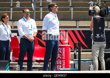 BUDAPEST, UNGARN - 28. JUNI: Cheftrainer Carlo Silipo während der Finalspiele der FINA World Championships Budapest 2022 Quarter Final Match Italien gegen Frankreich am 28. Juni 2022 in Budapest, Ungarn (Foto: Albert ten Hove/Orange Picters) Stockfoto