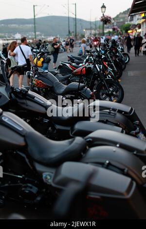 Magic Bikes Rüdesheim, eine der größten Harley Davidson Events Europas im Weltkulturerbe Rheintal. Harley & Vintage Bike Rallye, Deutschland Stockfoto