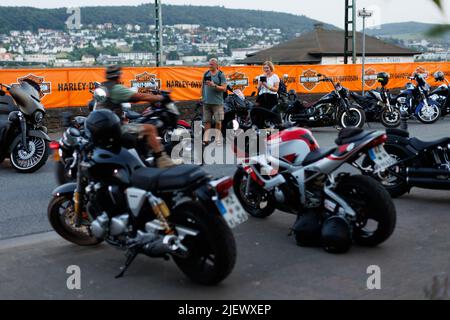 Magic Bikes Rüdesheim, eine der größten Harley Davidson Events Europas im Weltkulturerbe Rheintal. Harley & Vintage Bike Rallye, Deutschland Stockfoto