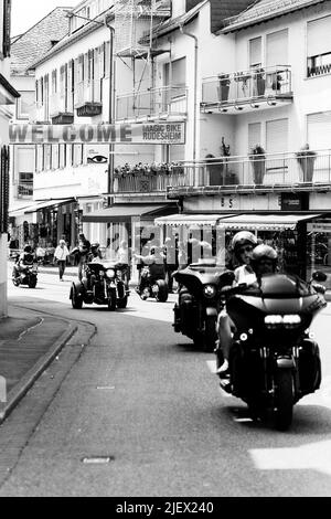 Magic Bikes Rüdesheim, eine der größten Harley Davidson Events Europas im Weltkulturerbe Rheintal. Harley & Vintage Bike Rallye, Deutschland Stockfoto