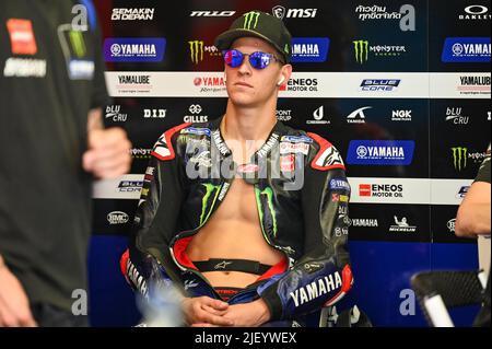 Quartararo Fabio Fra Monster Energy Yamaha MotoGP Yamaha in den Boxen während 2022 Gran Premio dâ&#x80;&#X99;Italia Oakley Qualifying, MotoGP Weltmeisterschaft im Mugello, Italien, Mai 28 2022 Stockfoto