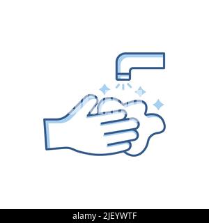 Symbol „Hände waschen“. Zweifarbiger Symbolstil. Einfaches Design bearbeitbar Stock Vektor