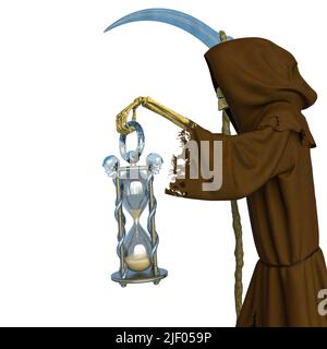 Engel des Todes in der Zeit ist oben Seitenansicht, 3d-Illustration Stockfoto