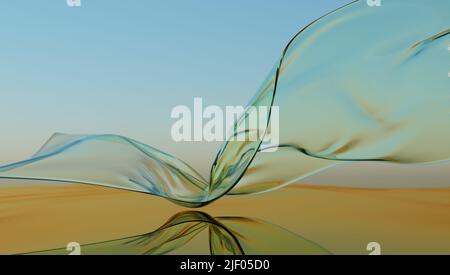 Wind Glasband auf Wasser. Abstrakte Tapete für Banner. 3D Rendern. Stockfoto