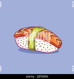 Anago Sushi. Japanische Ikone der traditionellen Küche. Isolierte Vektordarstellung. Stock Vektor