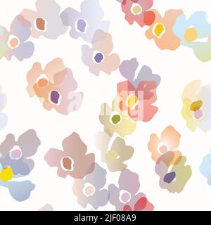Nahtloses Blumenmuster mit Rosen auf Basis traditioneller Volkskunst-Ornamente. Bunte Blumen auf weißem Hintergrund. Doodle-Stil. Vektorgrafik Stock Vektor
