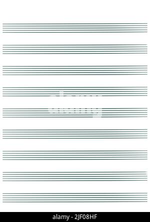 Diagrammpapier. Bedruckbares Rasterpapier mit Stabpapier auf weißem Hintergrund. Ein leeres Notenblatt mit Personal. Geometrisches Muster für Komposition, Bildung Stock Vektor