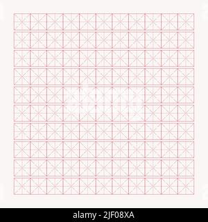 Arbeitsmappe zum Schreiben von Hieroglyphen. Liniertes Papier zum Drucken. Geometrisches Muster für die Schule. Realistisches liniertes Papier. Simulator zum Schreiben von Chinesisch Stock Vektor