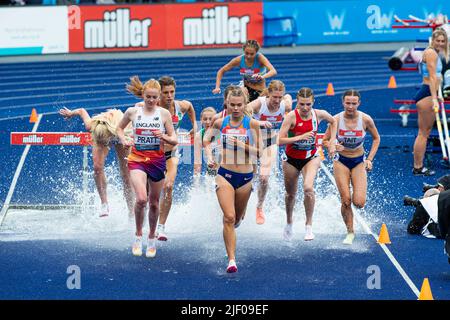 26-6-2022: Tag 3 3000 m Steeplechase der Frauen - Finale bei den Muller UK Athletics Championships MANCHESTER REGIONAL ARENA – MANCHESTER Stockfoto