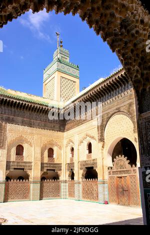 Marokko Fez. Bou Inania Madrasa Stockfoto