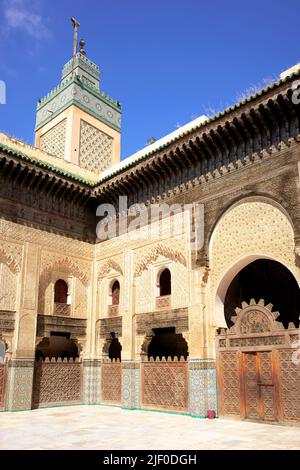 Marokko Fez. Bou Inania Madrasa Stockfoto