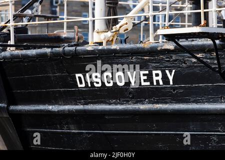 Royal Research Ship RRS Discovery. Antarktisschiff, das von Scott und Shackleton verwendet wird. Discovery Point, Dundee, Angus, Schottland Stockfoto