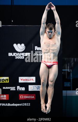 Budapest, Ungarn. 27.. Juni 2022. Hart Alex AUT3m Sprungbrett Männer Preliminary Diving FINA 19. World Championships Budapest 2022 Budapest, Duna Arena 27/06/22 Foto Andrea Staccioli/Deepbluemedia/Insidefoto Kredit: Insidefoto srl/Alamy Live News Stockfoto