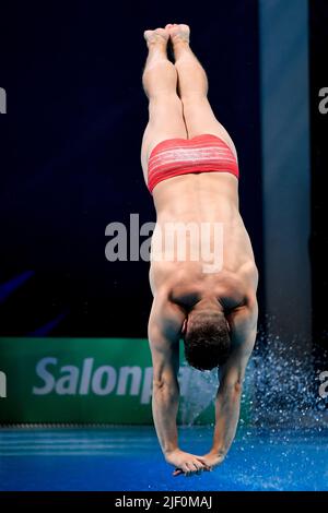 Budapest, Ungarn. 27.. Juni 2022. Hart Alex AUT3m Sprungbrett Männer Preliminary Diving FINA 19. World Championships Budapest 2022 Budapest, Duna Arena 27/06/22 Foto Andrea Staccioli/Deepbluemedia/Insidefoto Kredit: Insidefoto srl/Alamy Live News Stockfoto