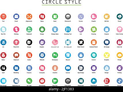 Art & Design, Zeichnen und Web, und Grafikdesign-Icons gesetzt. Glyphe-Vektor-Grafik mit flacher Darstellung. Stock Vektor
