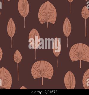 Retro-Skizzendarstellung mit Boho-Musterblättern für Tapetendesign. Abstrakter, trendiger Ethno-Stil. Stock Vektor