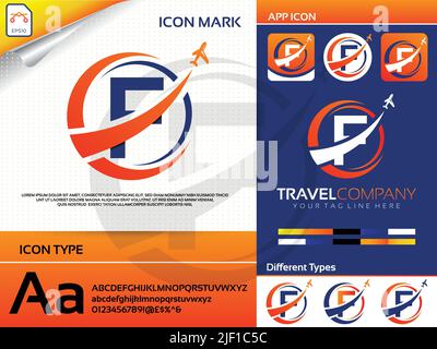 Buchstabe f Reise Logo Premium Vector Stock Vektor