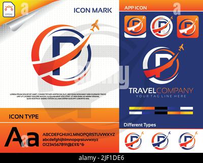 Buchstabe p travel Logo Premium Vector Stock Vektor