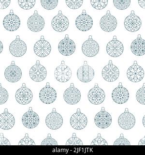 Nahtloses Muster von weihnachtskugeln mit abstraktem geometrischem Design. Stock Vektor