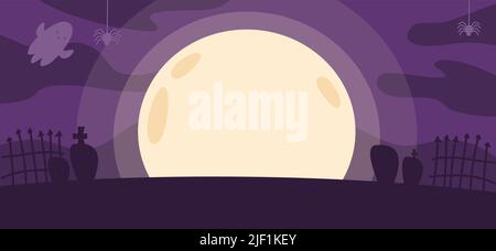 Halloween im Mondlicht. Horizontales Banner. Copyspace für Text Stock Vektor