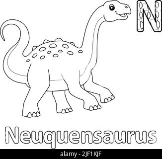 Neuquensaurus Alphabet ABC Färbung Seite N Stock Vektor