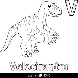 Velociraptor Alphabet Dinosaur ABC Coloring Seite V Stock Vektor