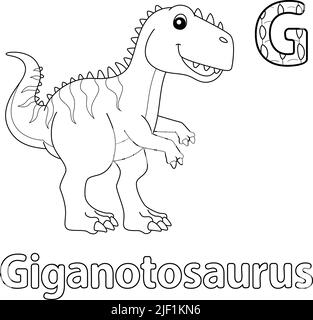 Giganotosaurus Alphabet ABC Färbung Seite G Stock Vektor