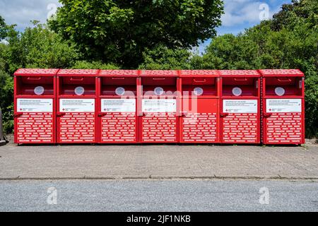 Sammelbehälter für wohltätige Zwecke des Deutschen Roten Kreuzes Stockfoto