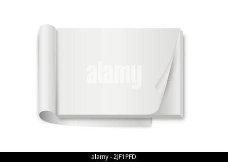 Weiß reißt Notizbuch oder Kalender auf Weiß ab. 3D realistische Nachahmung von leerem Papierbuch zum Zerreißen. Vorlage Büro Briefpapier für Präsentation, Anzeige Stock Vektor
