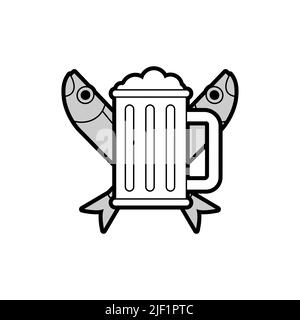 Bier und trockener Fisch sind ein Schild für das Haus. Bierhaus Symbol Logo. bierhaus Symbol Stock Vektor