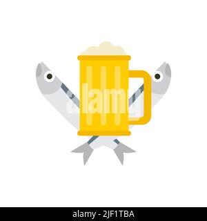 Bier und trockener Fisch sind ein Schild für das Haus. Bierhaus Symbol Logo. bierhaus Symbol Stock Vektor