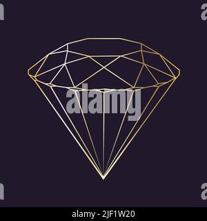 Vektor Luxus Kristall Diamant Form. Geometrische Premium Glitter Symbol, Polygon Mosaik Form Amethyst Edelstein Quarzstein Linie Kunst Stil Stock Vektor