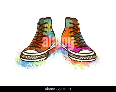 Bunte Regenbogen Sneaker. Vektorgrafik Stock Vektor