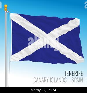 Flagge der Insel Teneriffa, Kanarische Inseln, Spanien, Vektorgrafik Stock Vektor