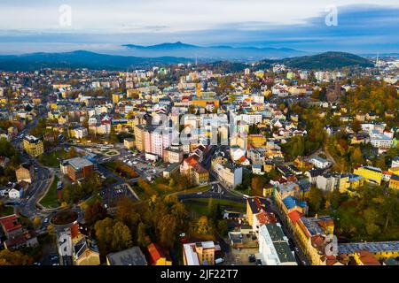 Luftaufnahme von Jablonec nad Nisou, Region Liberec Stockfoto