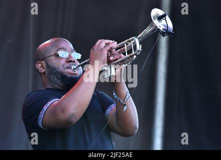 Galaktische Aufführung beim Green River Festival Stockfoto