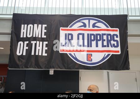 Banner während der Eröffnung des Michelle & Barack Obama Sports Complex am Dienstag, 28. Juni 2022, in Los Angeles, Kalifornien (Jevone Moore/Image of Sport) Stockfoto