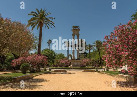 Christopher Columbus Denkmal im Murillo Park, Sevilla, Spanien Stockfoto