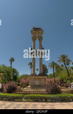 Christopher Columbus Denkmal im Murillo Park, Sevilla, Spanien Stockfoto