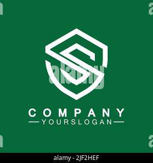 Buchstabe S Monogramm und Schild Zeichen Kombination. Line Art Logo Design Konzept. Stock Vektor