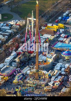 Luftbild, Senden - Volksfest, Festspielplatz auf dem Schlossplatz, am Schloss Münster, Münster, Münsterland, Nordrhein-Westfalen, Deutschland, Stockfoto