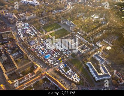 Luftbild, Senden - Volksfest, Festplatz auf dem Schlossplatz auf Schloss Münster, Münster, Münsterland, Nordrhein-Westfalen, Deutschland, DE, Euro Stockfoto