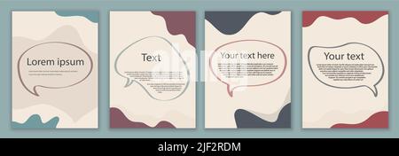 Plakatkopie Raum.Kreative Layout-Vorlage Set minimalistischen Stil mit Blase und gebogenen Formen. Die Broschüre „Hintergründe“ umfasst Webseiten. Eingestellt Stock Vektor