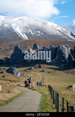 Kalksteinfelsen, Castle Hill, Canterbury, Südinsel, Neuseeland Stockfoto