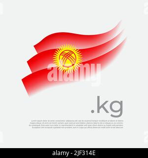 Kirgisistan Flagge Aquarell. Vektor stilisiertes Design National Poster auf weißem Hintergrund. Kirgisische Flagge mit abstrakten Pinselstrichen gemalt, kg Domain, Stock Vektor