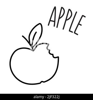 Apple Hand gezeichnet mit dünner Linie isoliert auf weißem Hintergrund. Vektorgrafik Stock Vektor