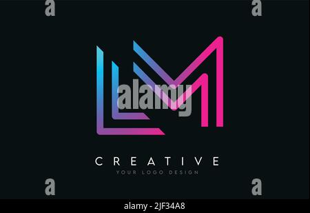 Monogram Lines LM L M Letter Logo Design in Schwarz. Creative Modern Letters Vektor-Symbol Neon Illustration. Stock Vektor